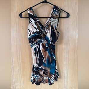 Y2K Multicolor Sleeveless Top – Retro 2000s Statement Blouse – Interi Small